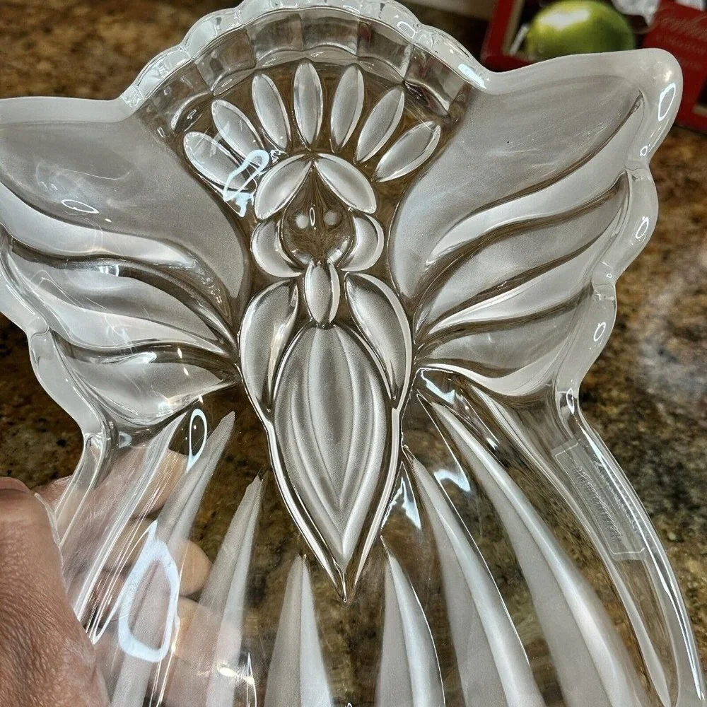 Gorham Crystal‎ Holiday Traditions Angel Of Peace 8.5 Inch Candy Dish NWT Box